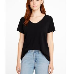 San Francisco City Lights Raw V-Neck Tee T-Shirt in Black Size Large NEW